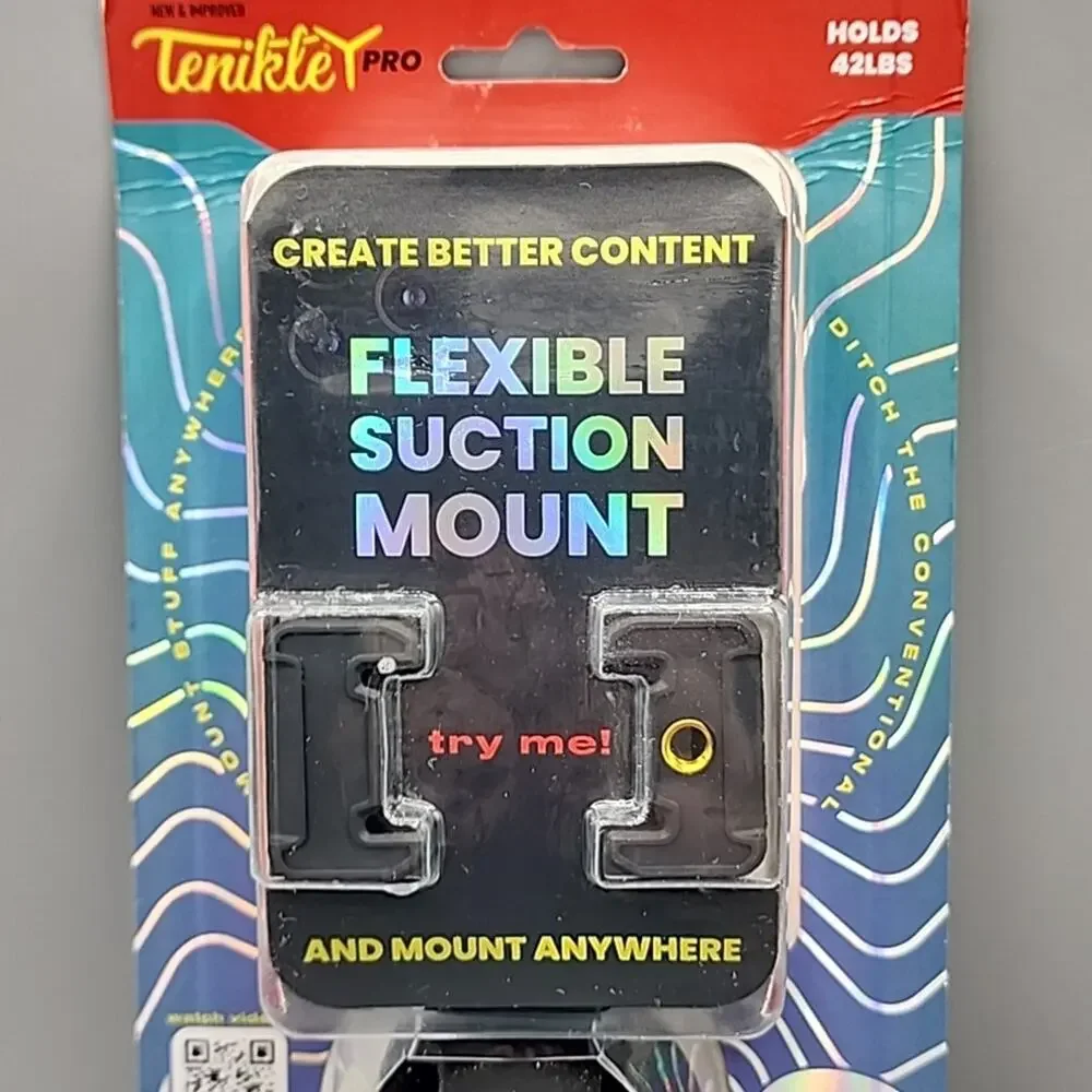 Tenikle Pro Flexible Tripod Suction Mount – Black – Phone & Camera Grip – NEW